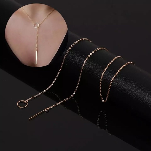 NEW💙💎💛MODERN💛GOLDEN💛CIRCLE💛BAR💛NECKLACE💎💙 - Picture 2 of 8